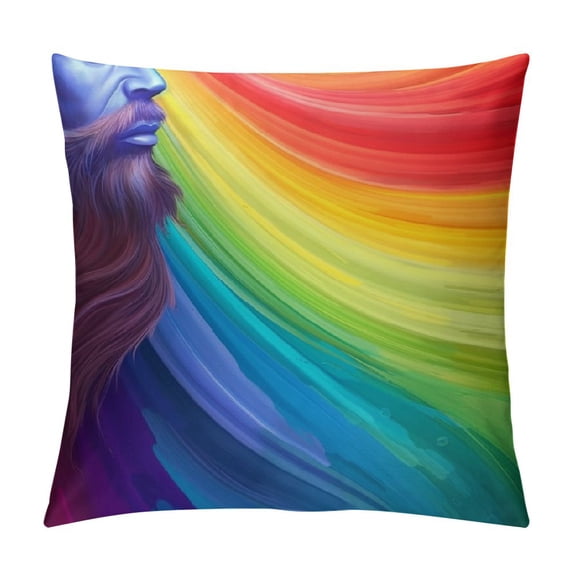 RUIYC Throw Pillow Covers Colorful Rainbow Lines Design Square Pillowcase for Home Decor Sofa Car Bedroom Pillow case