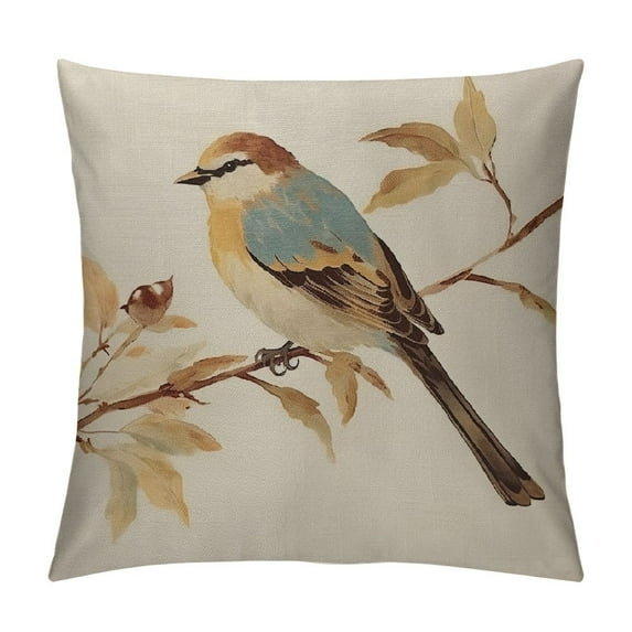 RUIYC Throw Pillow Covers for Couch Baby Sparrow Bird Bed Or Sofa Pillows Case A Hand Watercolor Painted Cute Sparrow Bird Branch Decorative