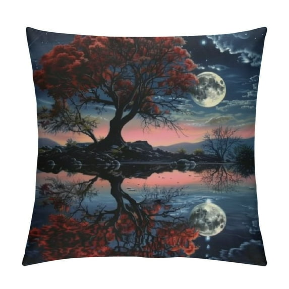 RUIYC Throw Pillow Covers Square Pillowcases Covers Red Tree Soft Pillowcases Modern Farmhouse Home Decor Sofa Cushions Covers for Couch Bed Living Room