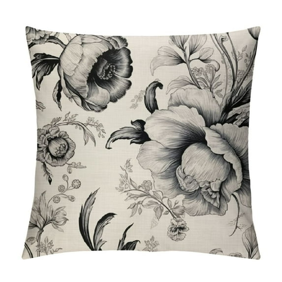 RUIYC Throw Pillow Covers Vintage Floral with of Flowers on Garden Roses Tulips Delphinium Petunia Cushion Pillow Case