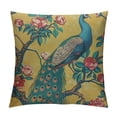thumbnail image 1 of RUIYC Throw Pillow Covers Vintage Watercolor with Peacock On Tree Cherry Trees with Flowers Yellow Colorful Bird Decorative Square Pillowcases Cushion Cover, 1 of 5