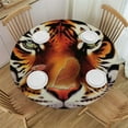thumbnail image 1 of JEUXUS Tiger Round Fitted Tablecloth with Elastic Edge, Various Symbols of Nature Bengal Cat Bald Eagle Butterfly Print Large Polyester Table Cover, Fit Round Table up for Indoor Outdoor Patio Use, 1 of 7
