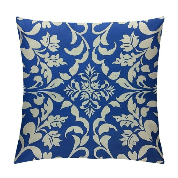 RUIYC Tile Pillow Cover Traditional Floral Blue and White Decorative Throw Pillow Cases Indoor Square Cushion Covers for Home Sofa Couch