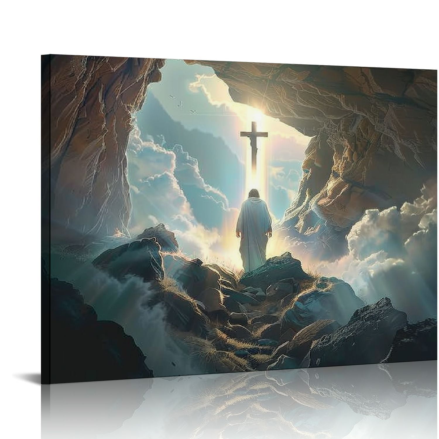 JEUXUS Tomb of Jesus Wall Art Jesus Resurrection Cross Christian Canvas ...
