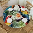 thumbnail image 1 of RUIYC  Parrot Palm Tree Leaves Print Round Tablecloth Thanksgiving Table Cover for Party Dining Picnic Table Decor, 1 of 7
