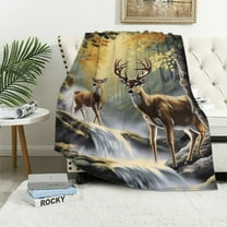 JEUXUS Tree Camouflage Deer Blanket Throw Smooth Soft Blanket Adult Men Women Toddler for Sofa Couch Bed Office Travelling Camping