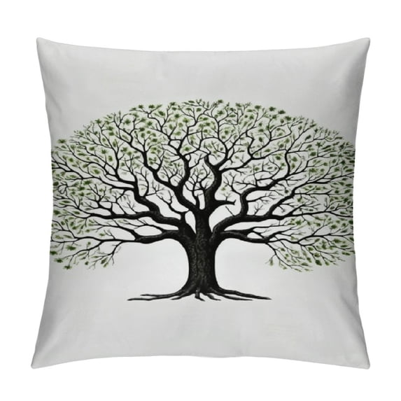 RUIYC Tree of Life Throw Pillow Cushion Cover,Old Leaves and Branches Ecology Themed Artwork, Decorative Square Accent Pillow Case,White Black