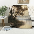 thumbnail image 1 of JEUXUS Trees Water Sky Flannel Blanket Lightweight Blanket for All Seasons 60x80in, 1 of 6