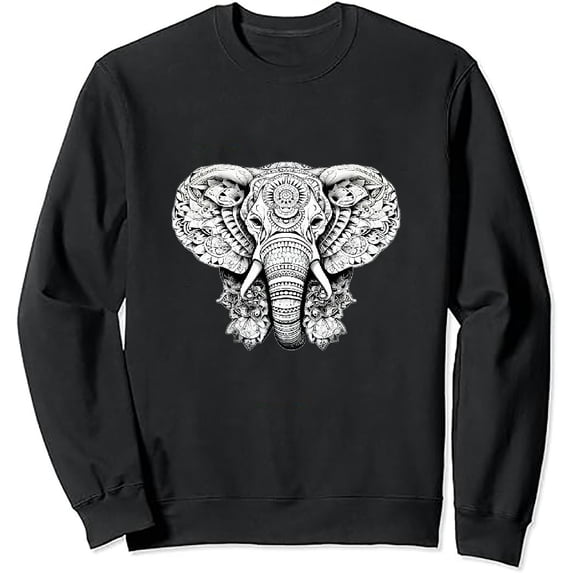 JEUXUS Trendy Elephant Tribal - Indian Elephant Mandala Tribal Art pullover