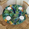 thumbnail image 1 of JEUXUS Tropical Parrots Round Table Cover Waterproof Fitted Tablecloth with Elastic Edge Table Cover for Outdoor/Indoor Use, 1 of 7