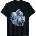 thumbnail image 1 of JEUXUS Tropical Wolves Wolf Howling At Moon T-Shirt, 1 of 3
