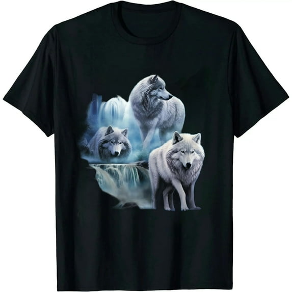 JEUXUS Tropical Wolves Wolf Howling At Moon T-Shirt