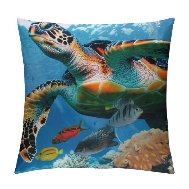 JEUXUS Turtle Throw Pillow Cover, Pillow Case for Women Men Decorative
