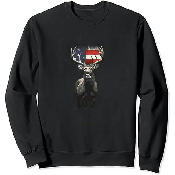 JEUXUS US Flag Deer Hunting Pullover