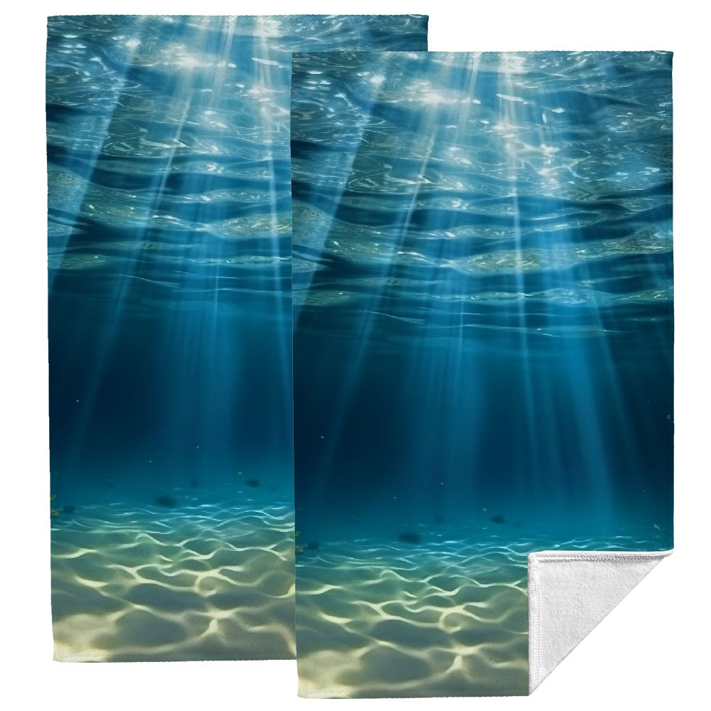 JEUXUS Underwater Life Theme Modern Decorative Tea Towels, Soft 2Piece