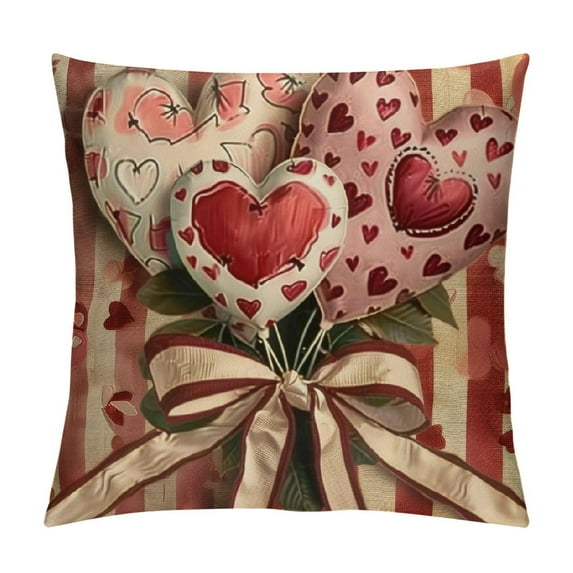 JEUXUS Valentine's Day Decorative Throw Pillow Covers Sun Rainbow Envelope Mason Jar Love Heart Outdoor Pillowcase, Polka Dot Stripes Anniversary Wedding Cushion Case Home Decor