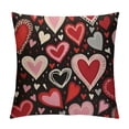 thumbnail image 1 of JEUXUS  Valentine's Day Hugs and Kisses Love You More Throw Pillow Covers,  Valentine Heart Stripes Wedding Cushion Case Decoration for Sofa Couch, 1 of 5