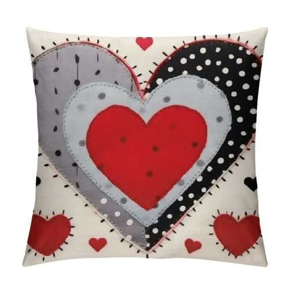JEUXUS Valentine's Day Pillow Covers , Valentines Polka Dots Red Hearts Love Decorative Pillowcases for Home Sofa Couch Cushion Decoration