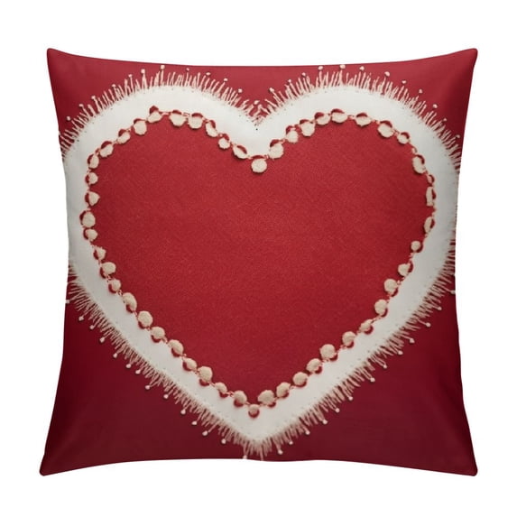 RUIYC Valentine's Day Throw Pillow Covers, Red Heart Kisses Decorative Pillowcases for Home Sofa Couch Cushion Decoration