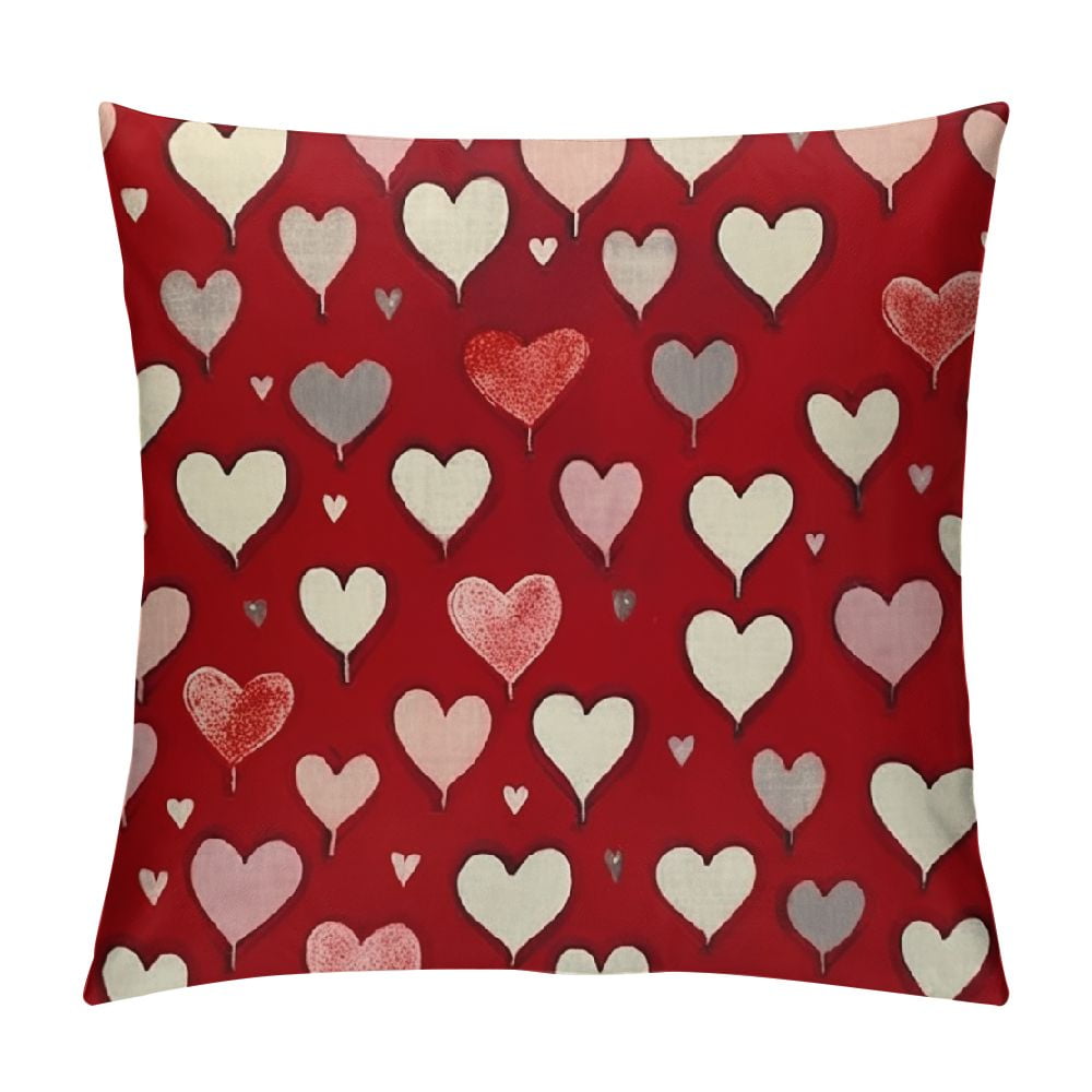 JEUXUS Valentines Day Pillow Covers for Valentines Decor Red White