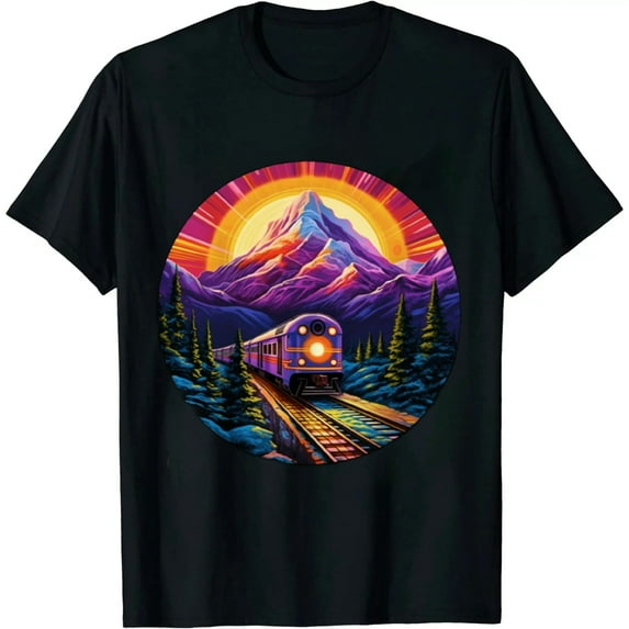 JEUXUS Vintage 80s Railway Design Model Railroad T-Shirt