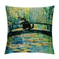 thumbnail image 1 of JEUXUS Vintage Black Cat Famous Monet Flowers Funny Floral Print Farmhouse Aesthetic Throw Pillow Cover White, 1 of 5