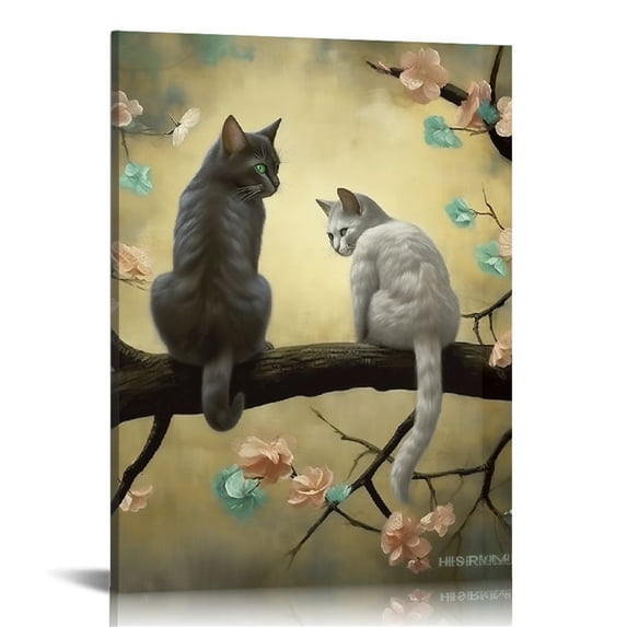 JEUXUS Vintage Canvas Wall Art Animal Resting Look at The Moon Wall Pictures Giclee bathroom Wall Decor on Canvas Stretched Artwork Living Room Bedroom Ready to Hang 16x20 in