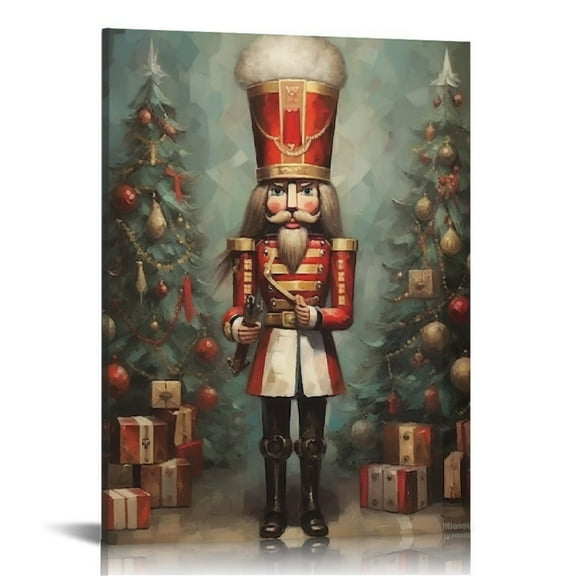 JEUXUS Vintage Christmas Poster Wall Art Decor Print Santa Claus Christmas House Truck Snowman Nutcracker Christmas Tree Elk Retro Set 6 Piece Canvas Christmas Gift 12x16 in