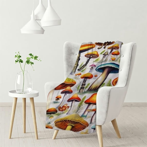 RUIYC Vintage Mushroom Flannel Blanket Super Soft and Warm for Bed Couch Sofa Twin Blanket for Adult