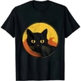 thumbnail image 1 of JEUXUS Vintage Eighties Style Cat Retro Distressed Design T-Shirt, 1 of 3