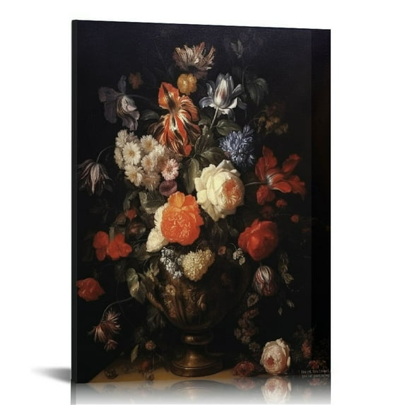 JEUXUS Vintage Flower Wall Art Dark Floral Poster Black Botanical Artwork Black Roses Painting Rustic Floral Prints Vintage Rose Poster Black Flower Wall Picture Dark Floral Prints Wall Art