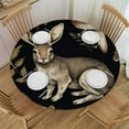 thumbnail image 1 of JEUXUS  Vintage Mystical Hare with Horns Outdoor/Indoor Use Fits Round Tablecloth Animal Round Table Cover Tablecloths Washable Elastic Outdoor Round&nbsp;Tables Grey and Red, 1 of 7