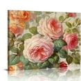 thumbnail image 1 of JEUXUS Vintage Roses on Driftwood Canvas Wall Art Print, Rose Artwork, 1 of 4