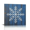 thumbnail image 1 of JEUXUS Vintage Snowflake Wall Art, Cute Christmas & Winter Artwork, Faded Wood Look, Blue & White, Premium Gallery Wrapped Canvas Decor, Ready to Hang, 16x16 inch, 1 of 4