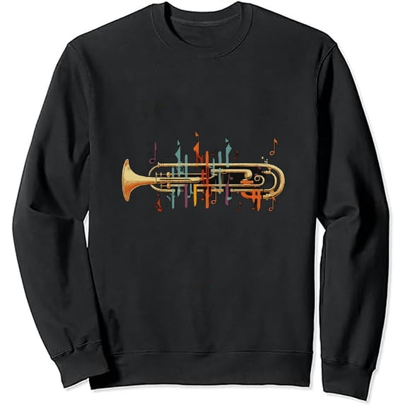 JEUXUS Vintage Trumpeter Heartbeat Orchestra Musician Trumpet Pullover