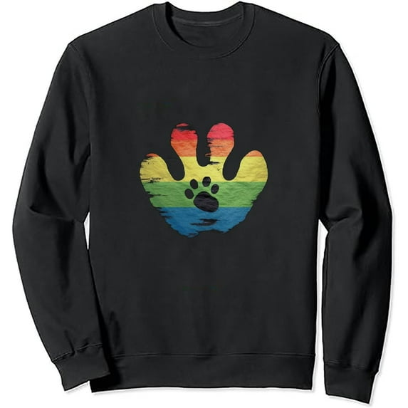 JEUXUS Vintage retro cute dog paw footprint love doggy pet mom dad Pullover