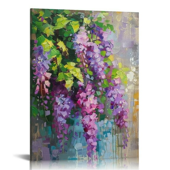 JEUXUS Violets Prints on Canvas, Flower Room Decor, Modern Wall Art, Abstract Purple Prints for Living Room Wall Decor, Decor Canvas, Arts