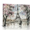 thumbnail image 1 of JEUXUS Visual Art Deco Pink Abstract Paris Canvas Painting Printed Wall Art Romantic Couple Cherry Blossom Canvas Painting Posters And Prints Wall Art Pictures for Living Room Bedroom Decor, 1 of 5