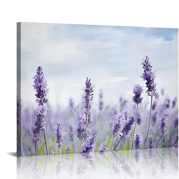 JEUXUS  Wall Art For Bedroom Purple Lavender Wall Decor Flowers Pictures Prints Framed Canvas Wall Art for Living Room Girls Room Studio Office Ready To Hang 20x16 inch
