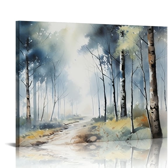 JEUXUS  Wall Art Blue Landscape Canvas abstract Print Painting  Picture Large Artwork for Living Room Bedroom Office…