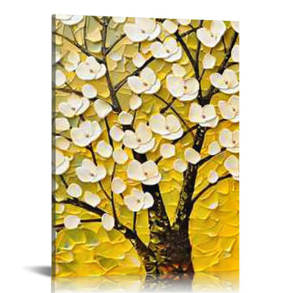 JEUXUS  Wall Art for Living Room Large Canvas Wall Paintings Room Decor Tree of Life Picture Wall Decor Cherry Blossom Flower Painting 3D Textured Petals Framed Art Home Decorations  16x20 in
