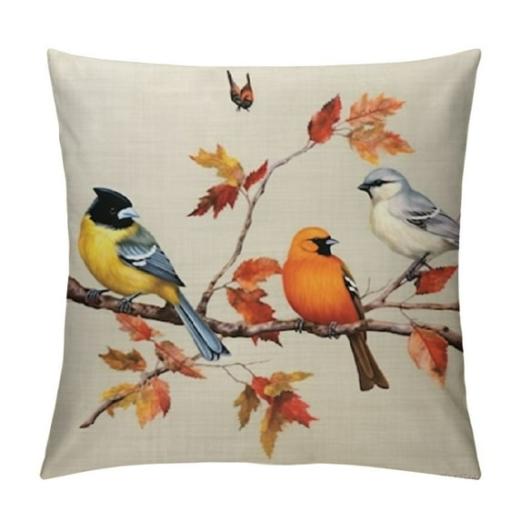 RUIYC Watercolor Animal Birds Stand On Branch Throw Pillow Cover Cushion Case Decorative