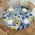 thumbnail image 1 of JEUXUS Watercolor Blue Yellow Floral Tablecloth Round Spring Rustic Sage Green Leaf Flower Decorative Table Cloth with Resistant for Home Kitchen Dining Table Outdoor Party Picnic, 1 of 7