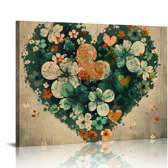 JEUXUS Watercolor Clover, Grass, Spring, St Patrick, Digital watercolor, St Patrick's Day, Abstract Decor Canvas, Wall Art 20x16in