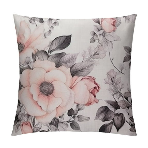 JEUXUS Watercolor Flower Pillow Cover Floral Abstract Pink Grey Blossom Spring RosePillow Cover Throw Pillow Case Cushion Cover Pillowcase for Sofa Home Bed Decorative
