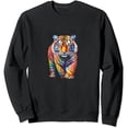 thumbnail image 1 of JEUXUS Watercolor Tiger Face – Rainbow Bengal Big Cat pullover, 1 of 3