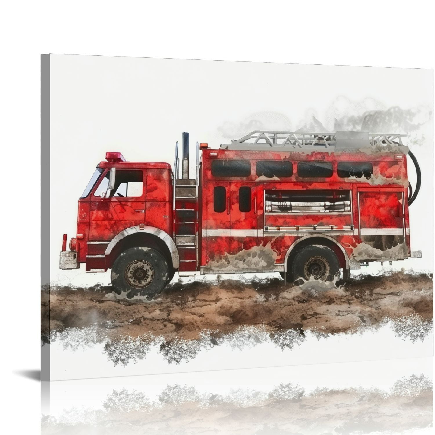 JEUXUS Watercolor Truck Wall Art Print Playroom or Nursery Boy Bedroom DecorColorful Cartoon