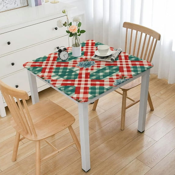 JEUXUS Waterproof Checkered Square Tablecloth, 100% Polyester Fiber, Easy to Clean and Install, Suitable for Square Tables of Various Sizes White
