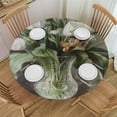 thumbnail image 1 of JEUXUS Waterproof Resistant Fabric Farmhouse Distressed White Tulips Round Tablecloth, 36in-70in White, 1 of 7