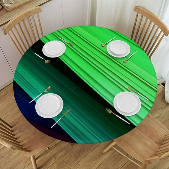 JEUXUS Waterproof Tablecloths Round Tables Retro and Summer Sunny Round Table Decorated Farmhouse Indoor and Outdoor Table Covers Swirl Wavy Stripe Purple Yellow Pink